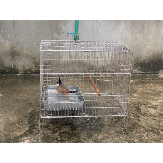 Lồng tắm lắp ghép chim cảnh bằng inox kèm khay tắm inox và cầu