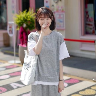 Sét áo chân váy dài siêu xinh MENINA, Sét áo vải da cá, chân váy lưng thun thời trang phối màu