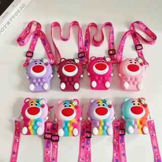 Túi đeo chéo silicon gấu dâu lotso - mẫu dài
