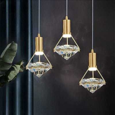 Đèn thả trang trí, decor phòng ngủ, đèn trang trí phòng khách pha lê hình kim cương D140*H65