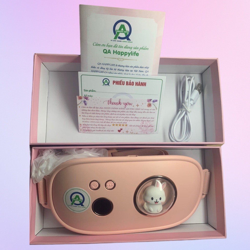 Máy massage đa chức năng đai chườm ấm giảm đau bụng kinh QA HAPPY LIFE vì sức khoẻ cộng đồng