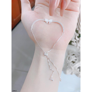 Lăc tay nơ bạc đính đá dây rút