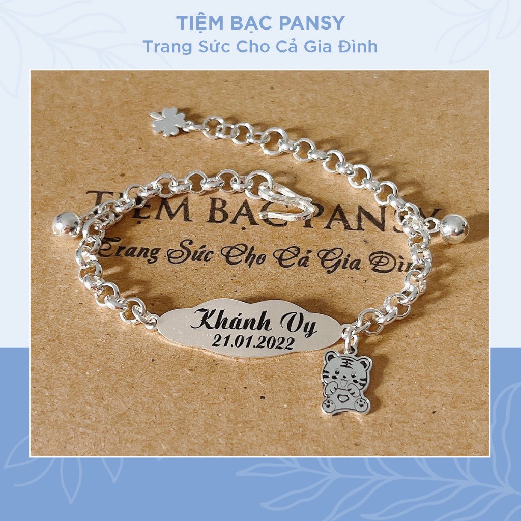 Lắc bạc cho bé hình mây dễ thương khắc tên theo yêu cầu - Vòng bạc trẻ em bằng bạc ta cao cấp