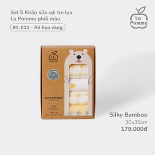 La Pomme - Hộp 5 khăn sữa sợi tre lụa (30x30)