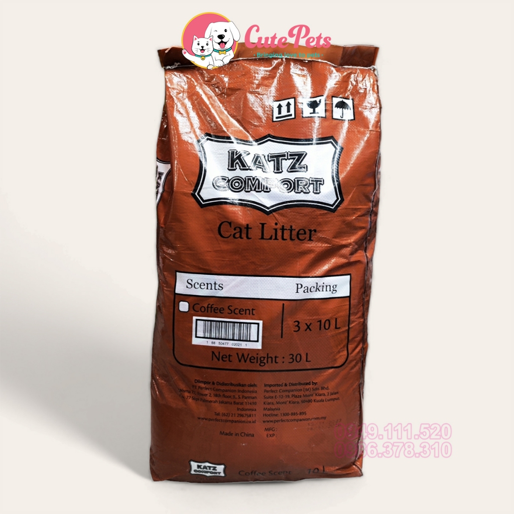 Cát 10L cho mèo Katz Comfort Cát vệ sinh mèo Thái Lan loại 1 tải 3 túi - phụ kiện thú cưng