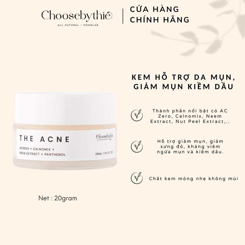 The Acne kem giảm mụn, giảm dầu thừa cho làn da mịn màng (Hũ 20g) - Choosebythie