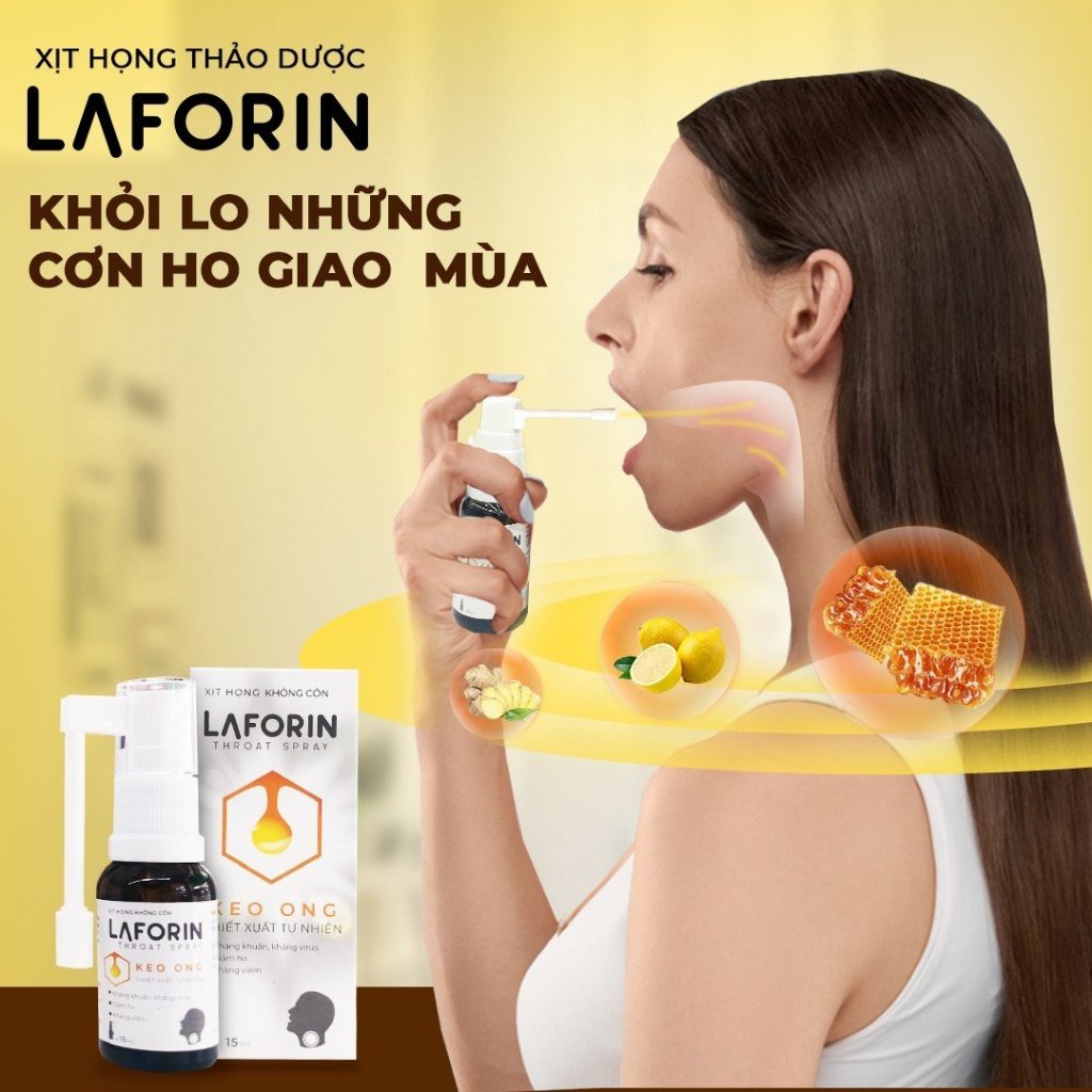 Xịt họng keo ong Laforin - Giúp giảm nhanh đau họng, ngứa rát họng - Chai 15ml