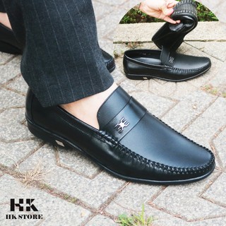 Giày lười nam da bò cao cấp siêu nhẹ - hàng chính hãng HK.STORE kiểu dáng trẻ chung - dập văn bắt mắt.