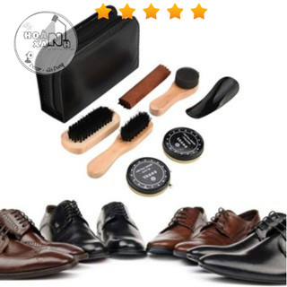 Bộ xi đánh giày kèm phụ kiện chổi - bộ xi đánh giày da kèm đồ vệ sinh 7 món