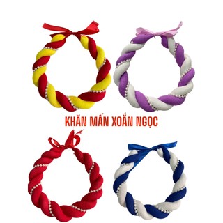 Mấn đội đầu kết hợp cùng áo dài truyền thống , Khăn vấn xoắn ngọc cách tân