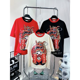 Áo thun Unisex Nam nữ Bigsize 80kg thoải mái hàng Quảng Châu cao cấp, Áo thun hình Rồng siêu đẹp mùa Tết đem lại may mắn