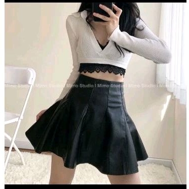 [Sẵn HCM] Chân váy da xoè của Mimo Studio - size S