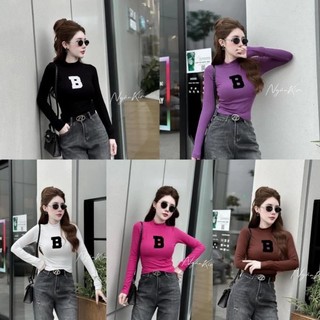 Áo thun cổ tròn tay dài  in chữ (B) siêu hot  mẫu mới cực hot(A15)