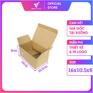 16x10,5x8 Combo 25 hộp carton nắp gài 1 đầu đẹp, giấy cứng chắc chắn, hộp giấy Vietpacking Plus