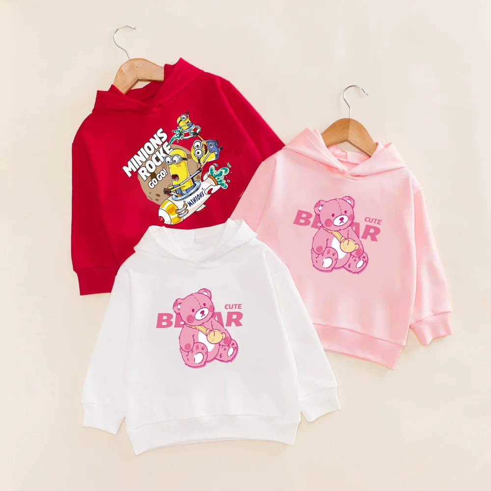 Áo hoodie bé trai bé gái Medokids 2024 áo hoodie cho bé có mũ size 12kg đến 32kg in hình ngộ nghĩnh