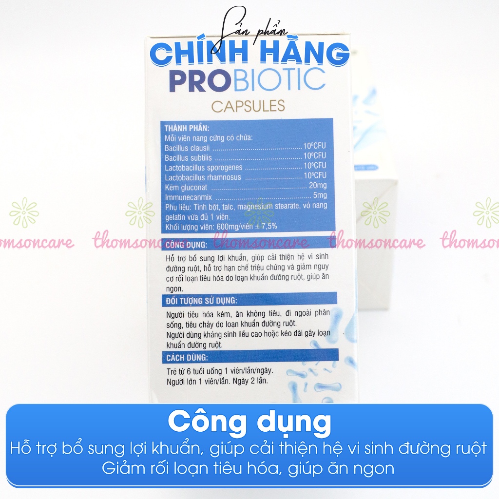 Combo giúp ăn ngon, hỗ trợ tăng cân Men tiêu hóa Probiotic Capsules và 19B đỏ Sano, dùng tốt cho người gầy - Thomsoncare