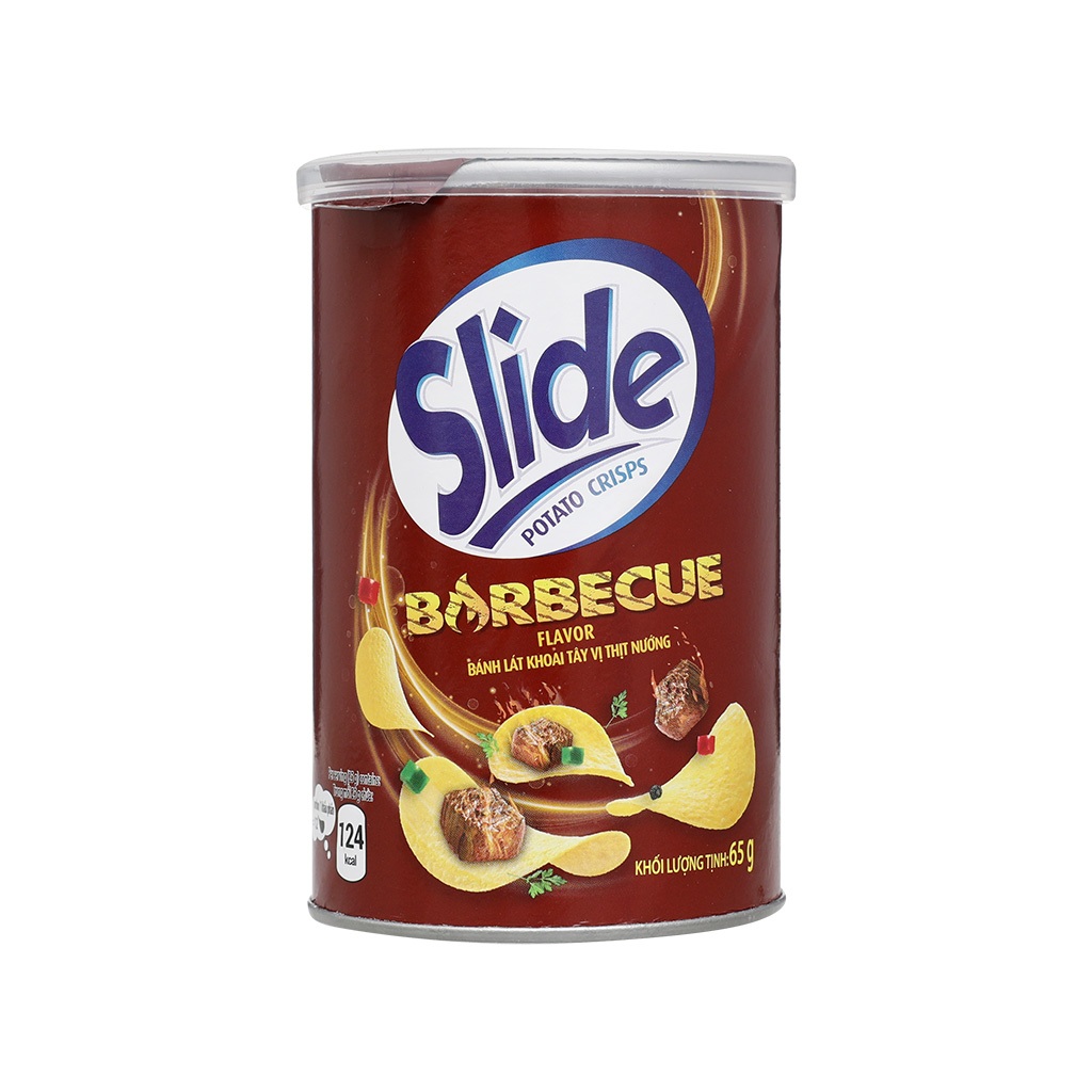 Snack Khoai Tây Slide Thịt Nướng (Lon 65g)