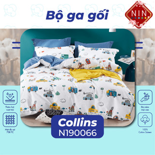 [BÔNG COTTON 100%] Bộ GA giường, áo gối NIN House Collins không kèm mền N190066 kích thước 1m2, 1m4, 1m6, 1m8, 2m