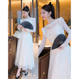 Set áo ren tay dài cách điệu chân váy xoè dài sang trọng