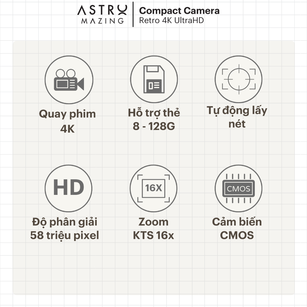 [Retro C600] Máy Chụp Hình CCD Retro 58MP Quay phim 4K UltraHD - Máy ảnh camera giả lập màu phim