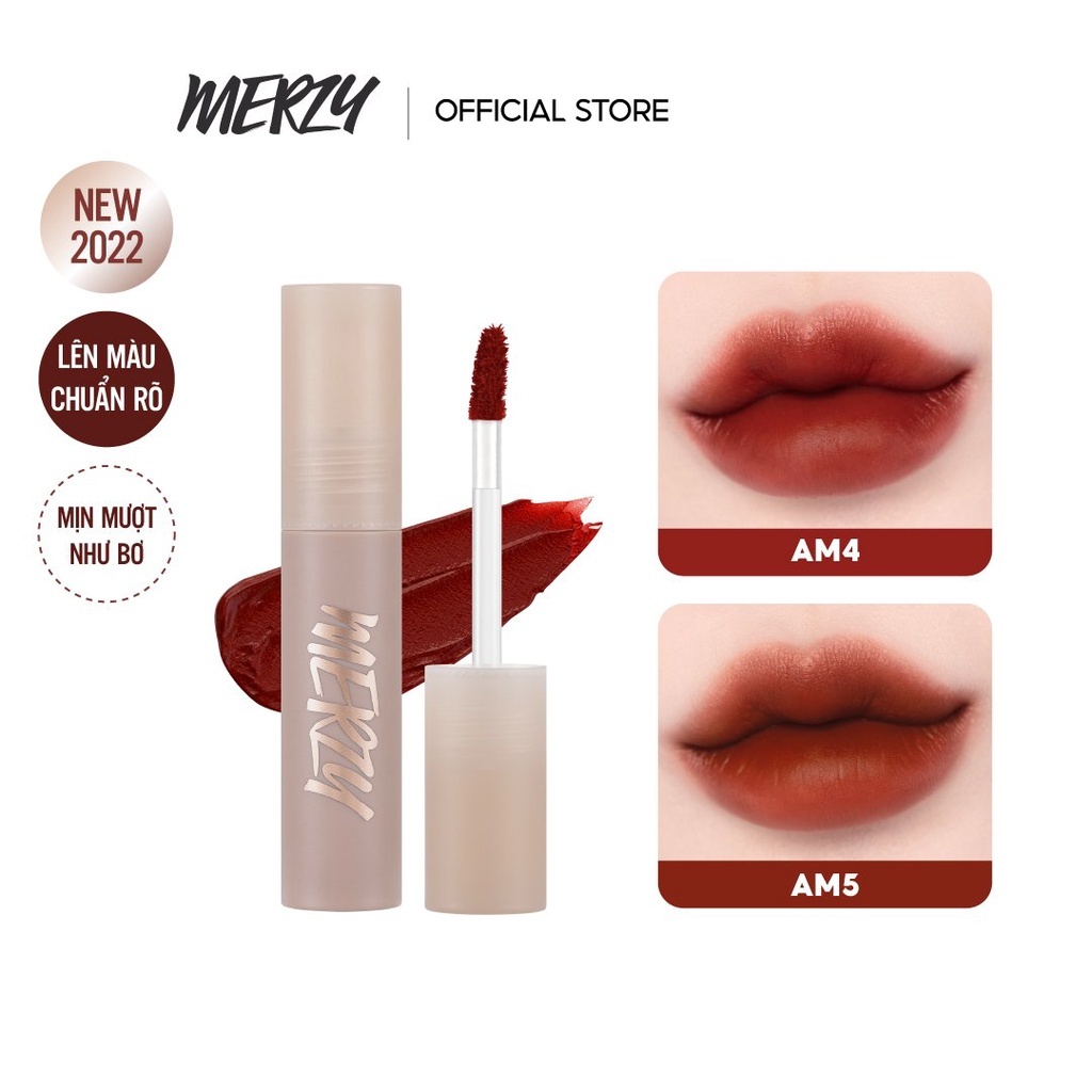 [Duy nhất 25.1 - Giá chỉ còn 83,979] Son kem siêu lì, chuẩn màu, mịn mướt như bơ Merzy Academia Mellow Tint 4g