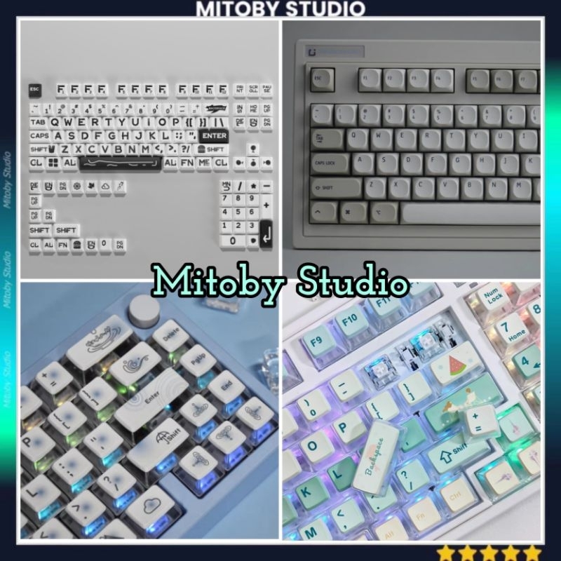 Keycap Emo Peppemint cherry profile PBT dyesub bàn phím cơ Mitoby Studio