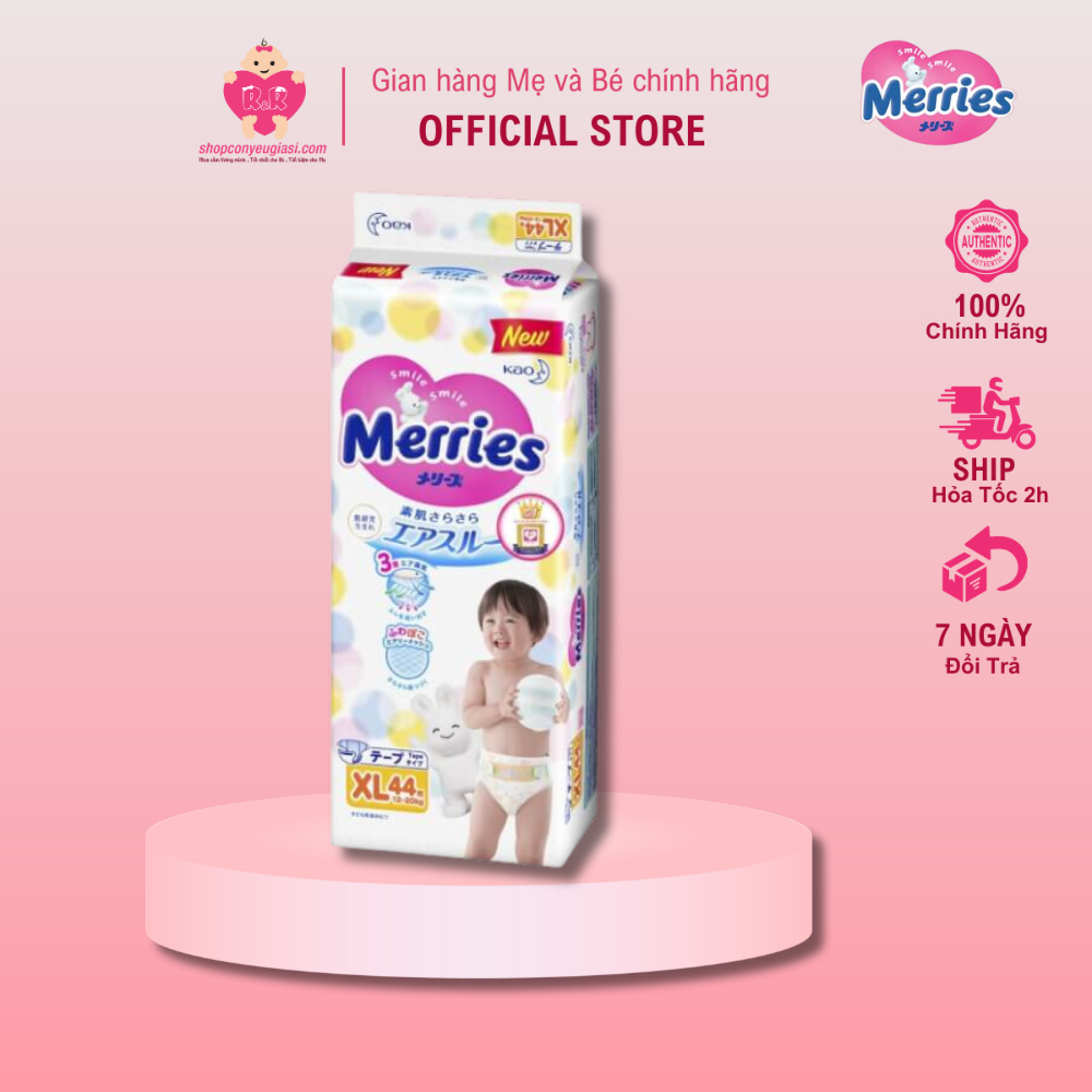 Tã dán/quần Merries NB76 / S76 / M52 / L44 / XL38 / XXL26 - Hàng Nhập Khẩu CTY SnB