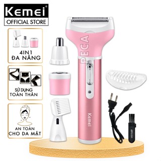 Máy tẩy lông 4in1 đa năng mini Kemei KM-6637 chuyên dùng cạo lông toàn thân sử dụng pin sạc tiện lợi