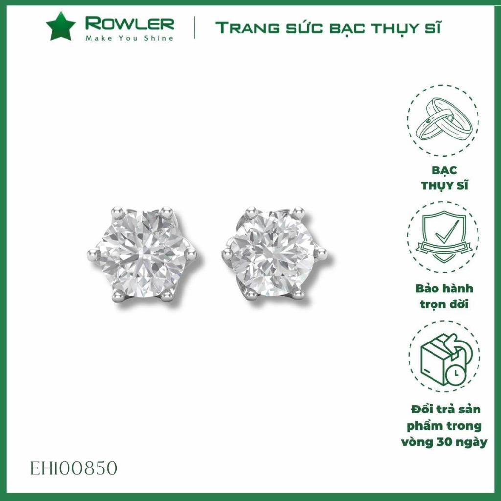 Bông tai bạc nữ ROWLER đính đá Moissanite 5.0ly sang trọng khuyên tai bạc nữ cao cấp EH100850