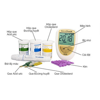 Que thử đường huyết Benecheck Glucose, Cholesteral, Uric Acid