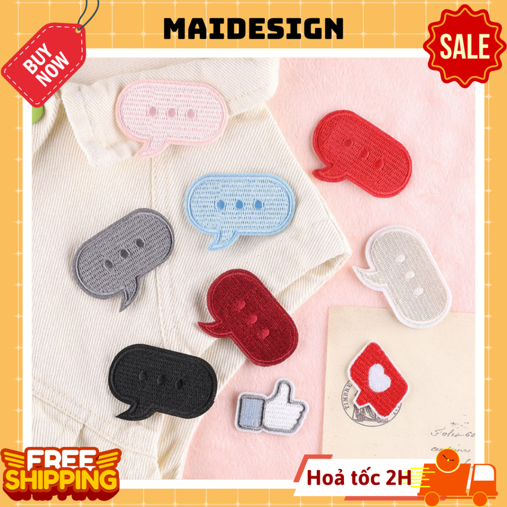Miếng vá dán quần áo rách, hình dán áo bị rách Biểu Tượng Thích Thả Tim Bình Luận Like Love Comment Cmt Maidesign