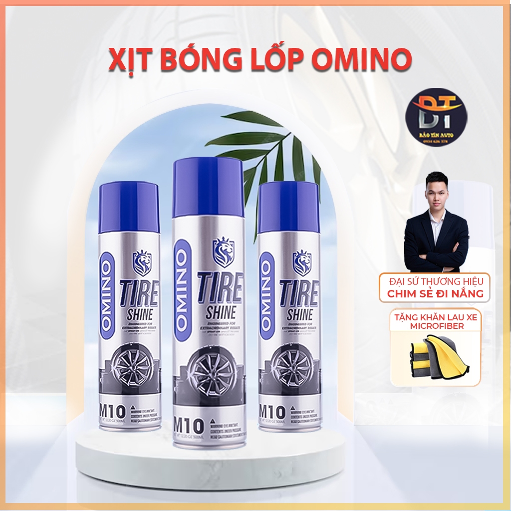 Xịt Dưỡng Bóng Vỏ Lốp Ô Tô OMINO M10 500ml, Phục Hồi Lốp Xe, Nhựa Đen - Omino Vietnam