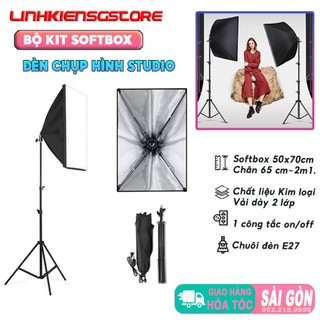 Bộ kit đèn studio kèm softbox 50x70 có chân đèn, hỗ trợ hắt sáng chụp ảnh sản phẩm