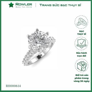 Nhẫn bạc nữ 925 đính đá kim cương moissanite 8ly rowler trang sức bạc cao cấp cá tính rh000614