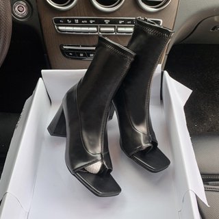 Bốt Nữ Đế Cao Da Hở Mũi Đế Vuông