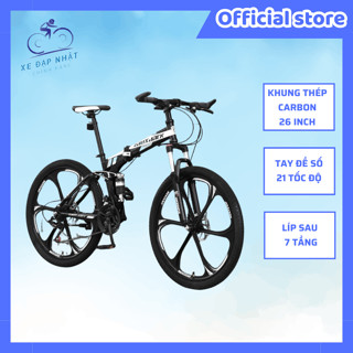 Xe đạp địa hình gấp Lauxjack 26 inch 21 tốc độ thay đổi giảm xóc, phanh đĩa phục vụ nhu cầu tập thể thao, leo núi