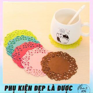 Lót Ly Hoa Văn Nhiều Màu 9cm. chống trơn trượt. họa tiết để thương, thể hiện sự sang trọng trên bàn B501