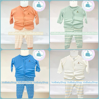Bộ Quần Áo Sợi Tre Dài Tay Sơ Sinh Cài Giữa Lullaby NH396M Cho Bé