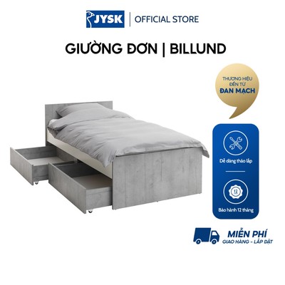 Giường đơn | JYSK Billund | gỗ công nghiệp | trắng/xám | R90xD200cm