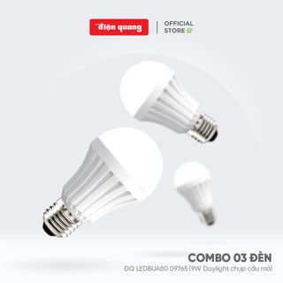 Combo 3 đèn led bulb thân nhựa Điện Quang ĐQ LEDBUA80 09765 (9W Daylight chụp cầu mờ)