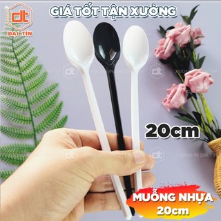 SET 100 muỗng nhựa 20cm dành cho quán trà sữa, muỗng nhựa cà phê, muỗng nhựa sinh tố