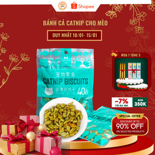 Bánh Cá Biscuits Catnip túi 40g-Giúp Tiêu Búi Lông,Làm Sạch Răng-Bánh thưởng, Snack Catnip Biscuit