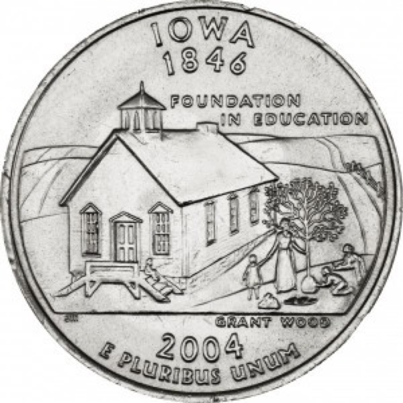 Đồng xu ¼ dollar bang Iowa của Mỹ 2004