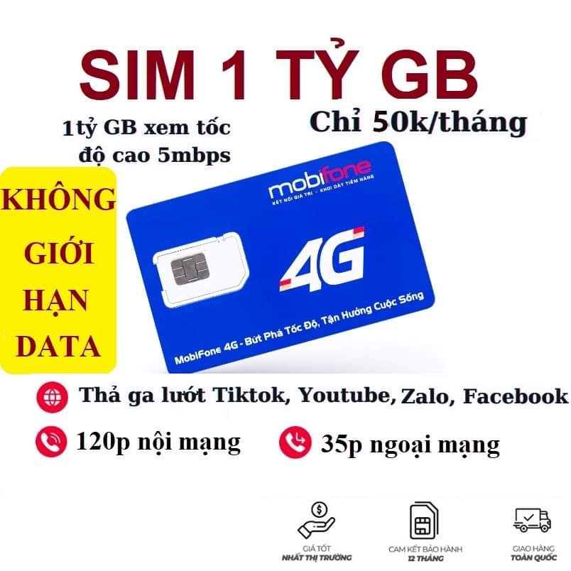 Sim Mobi A50s - A68S - A69 - A79 - A45S Không Giới Hạn Lưu Lượng Tốc Độ Cao , Chỉ 50k/tháng