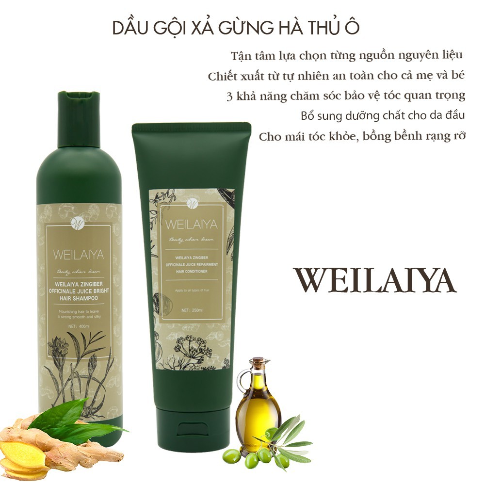 Bộ dầu gội gừng Weilaiya, giảm rụng kích mọc tóc chính hãng