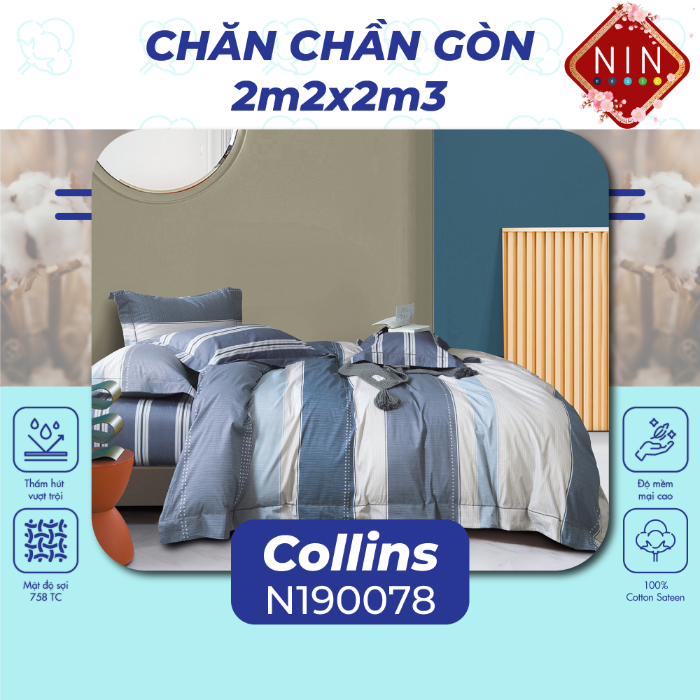 Chăn mền chần gòn NIN Collins 2 mặt 220x230cm màu N190078