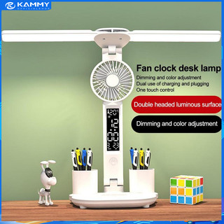 Đèn học tích điện-Đèn bàn LED sạc cho bàn học có chụp đèn có quạt cho bàn học Đèn bàn 2 đầu cho bàn học