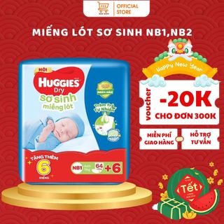 Miếng lót sơ sinh huggies newborn dry tràm trà tự thiên loại nb1/64 nb1/108 nb2/40 nb2/60