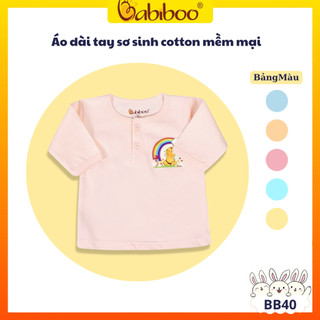 Áo dài tay sơ sinh BABIBOO áo sơ sinh cotton  mềm mịn cổ trụ dễ thương BB40