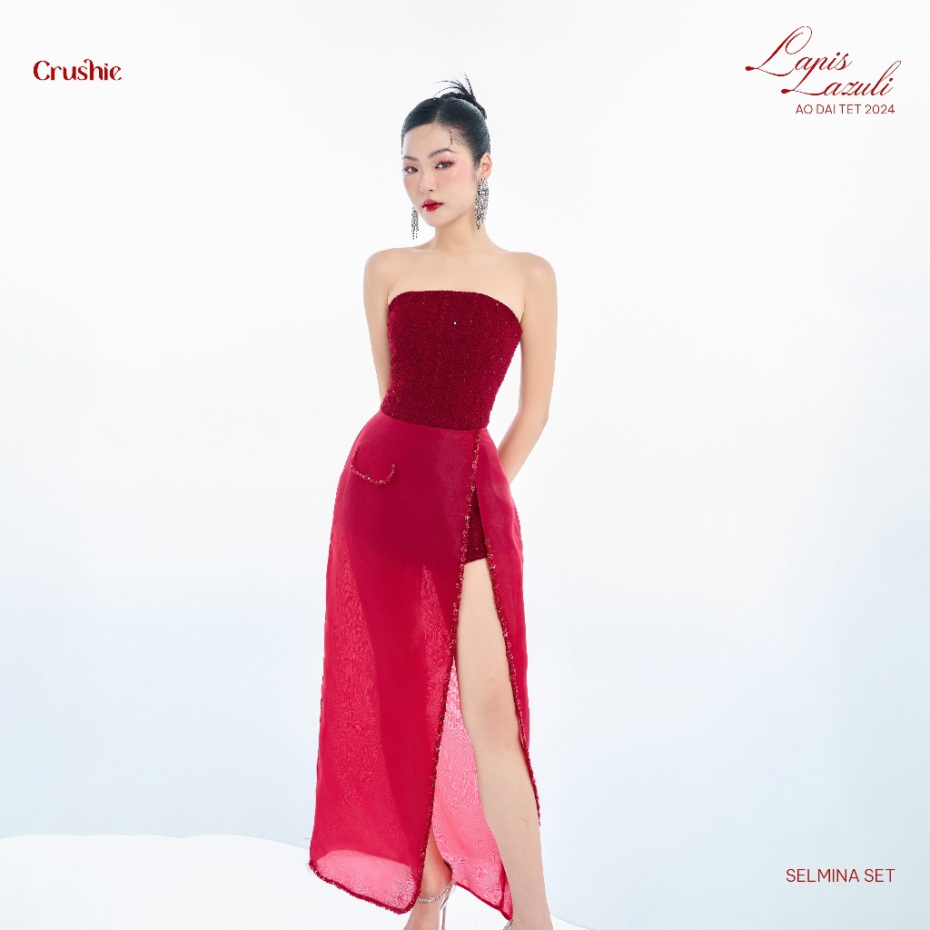 Bộ liền Crushie jumpsuit cúp ngực phối vạt Selmina